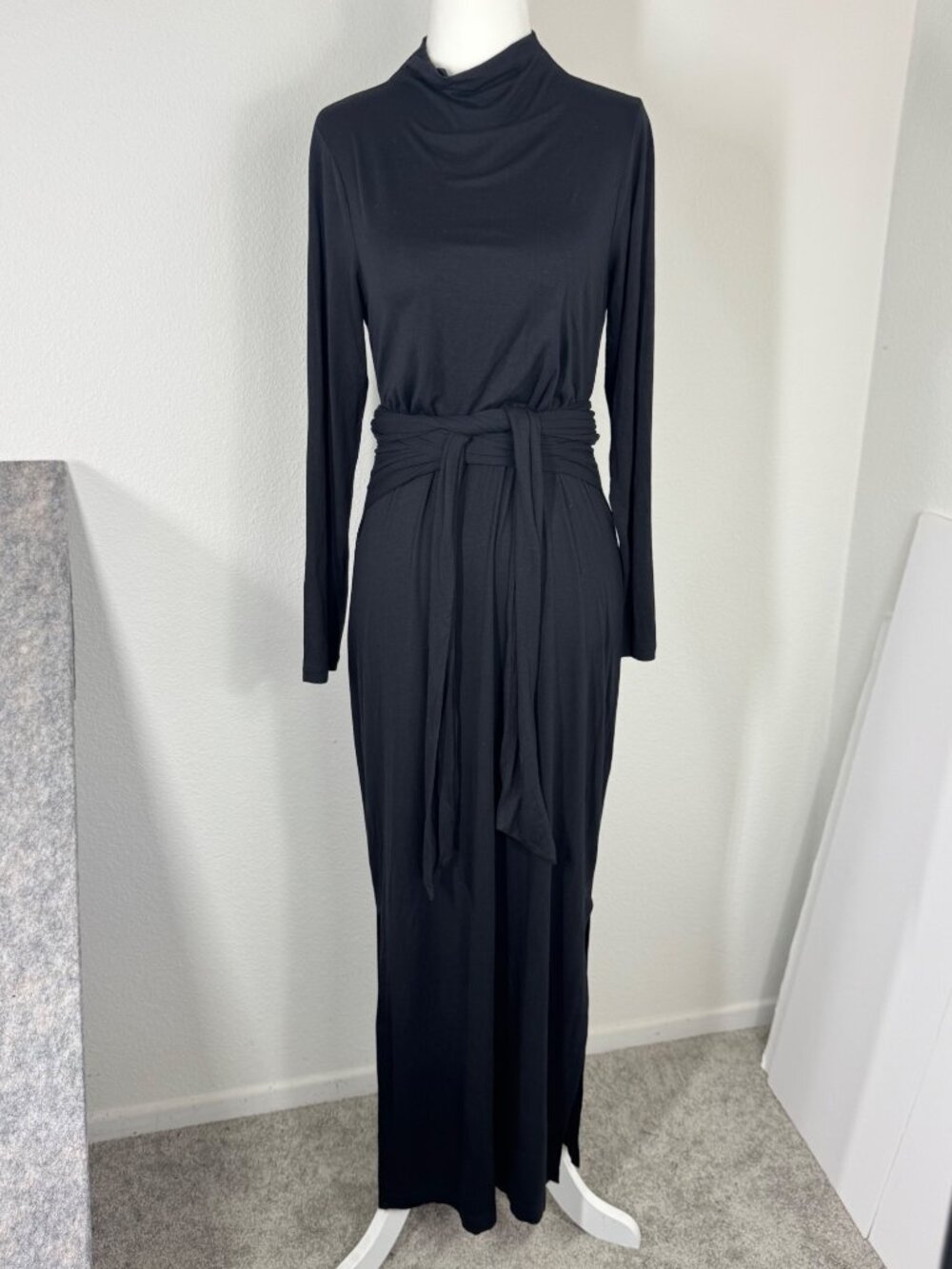 Modern Citizen Black Maxi Dress Tie Front Sz XS Long Sleeve Side Slit